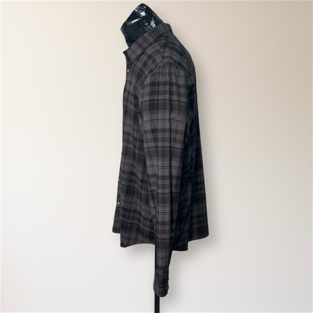 Calvin Klein Mens L Plaid Button Up Shirt Gray Black Long Sleeve Cotton Preppy - Picture 5 of 9